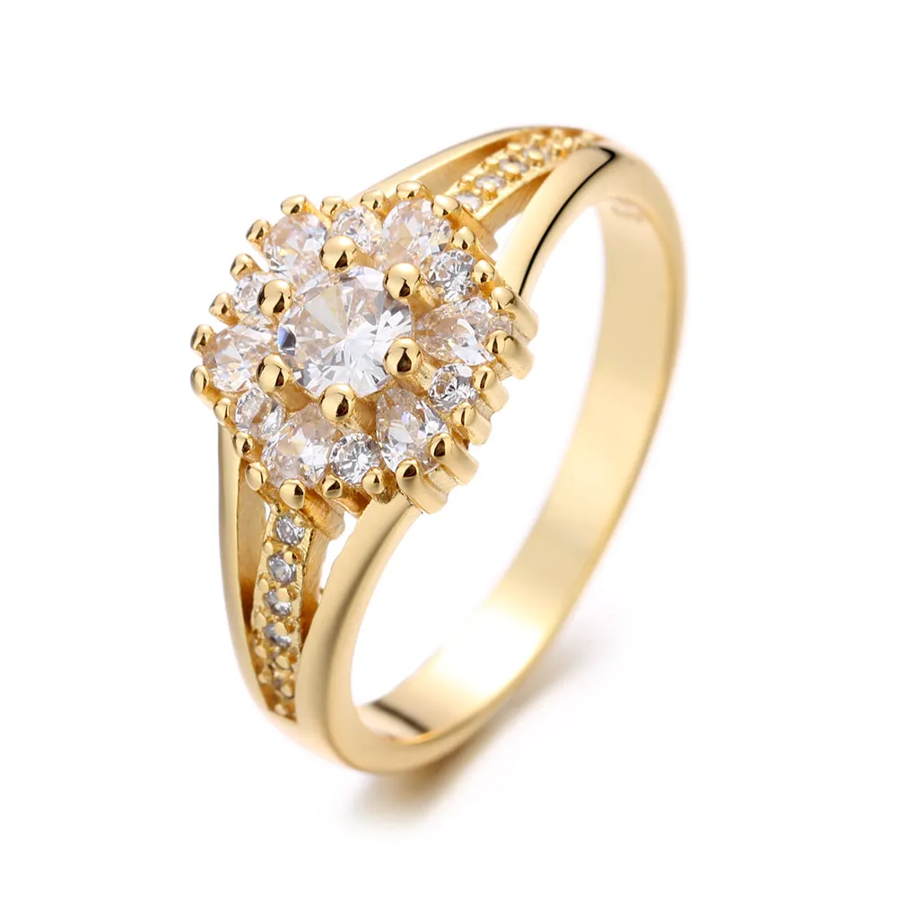 14K Gold-Plated Cluster Ring with Crystals from Swarovski