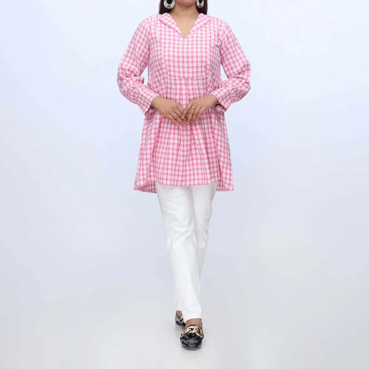 1PC-Flannel Checkered Top PW3071