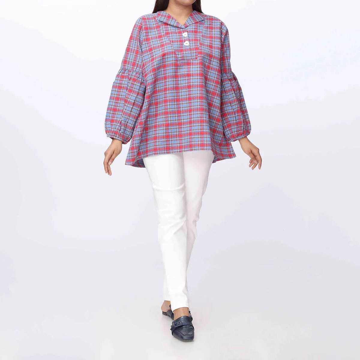 1PC-Flannel Checkered Top PW3078