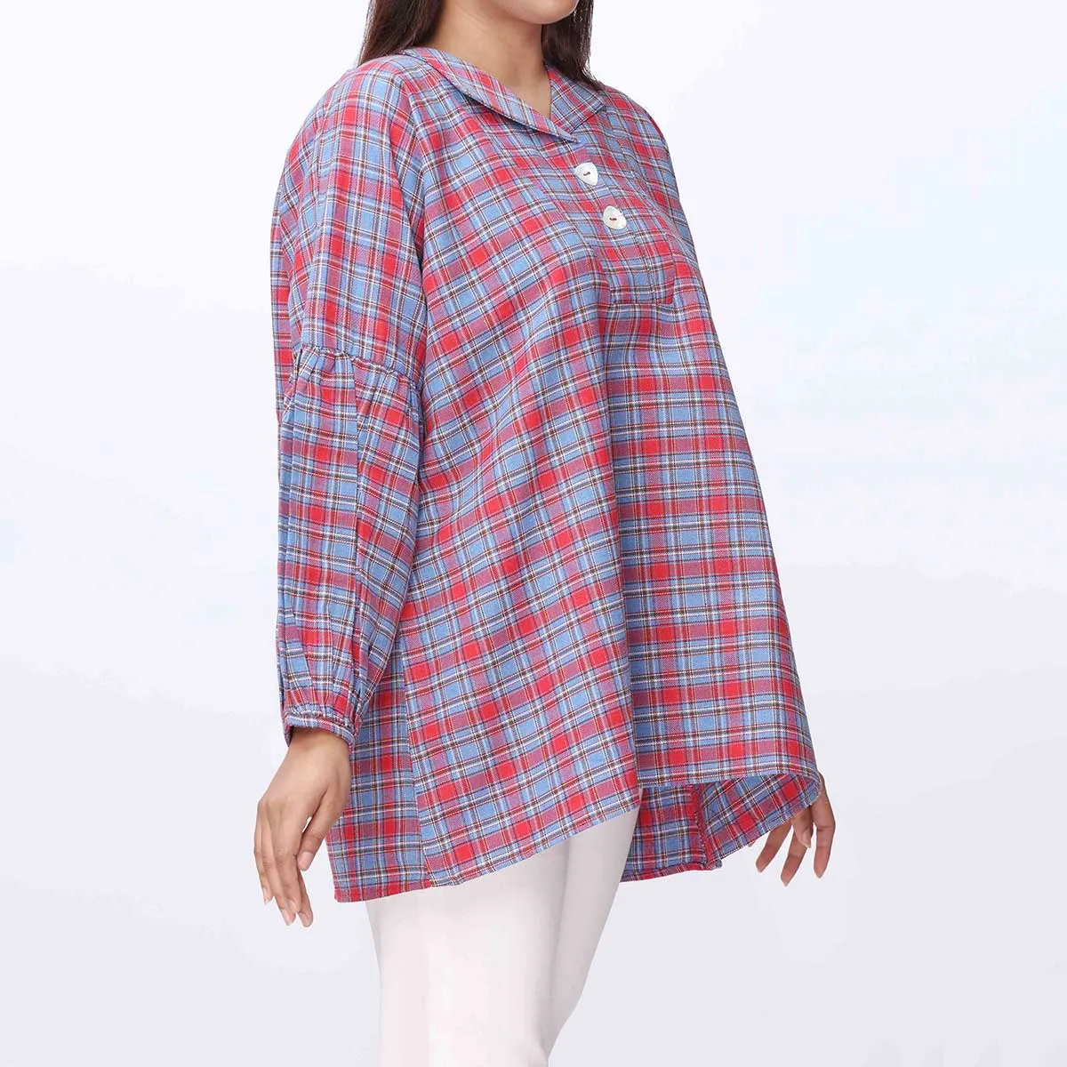 1PC-Flannel Checkered Top PW3078