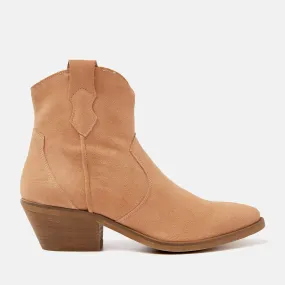 Arianna Suede Dames Enkellaarsjes Apricot