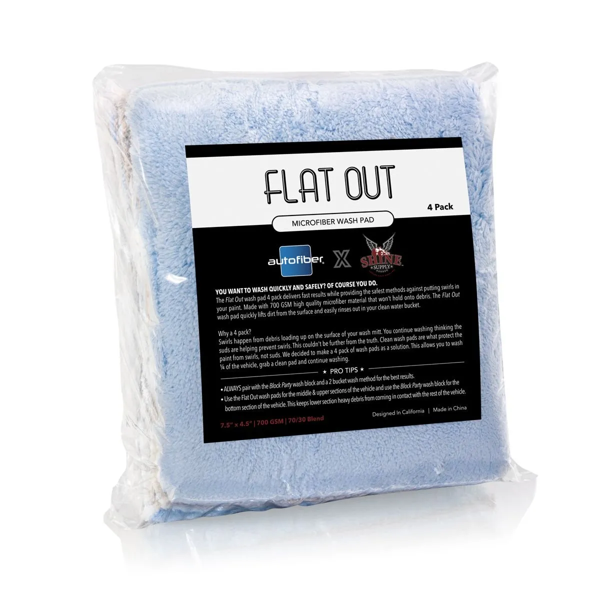 AUTOFIBER | Flat Out Microfiber Car Wash Pad - 4 Pack