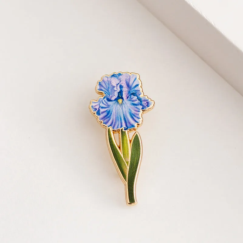 Bearded Iris (Blue) Floral Enamel Pin