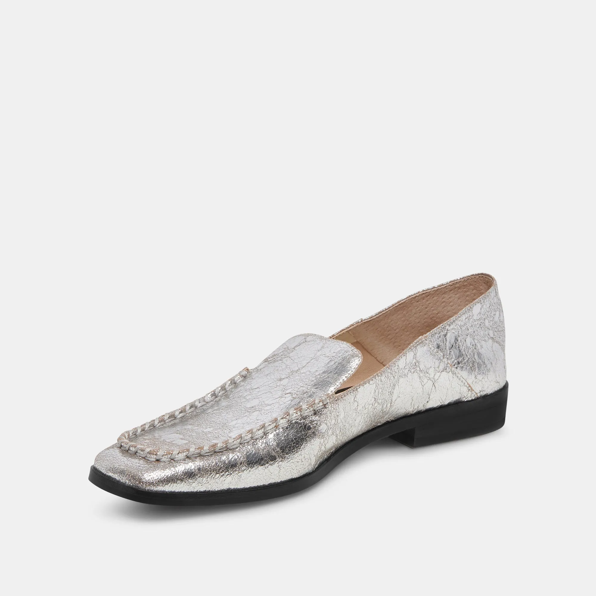 BENY WIDE FLATS SILVER DISTRESSED LEATHER