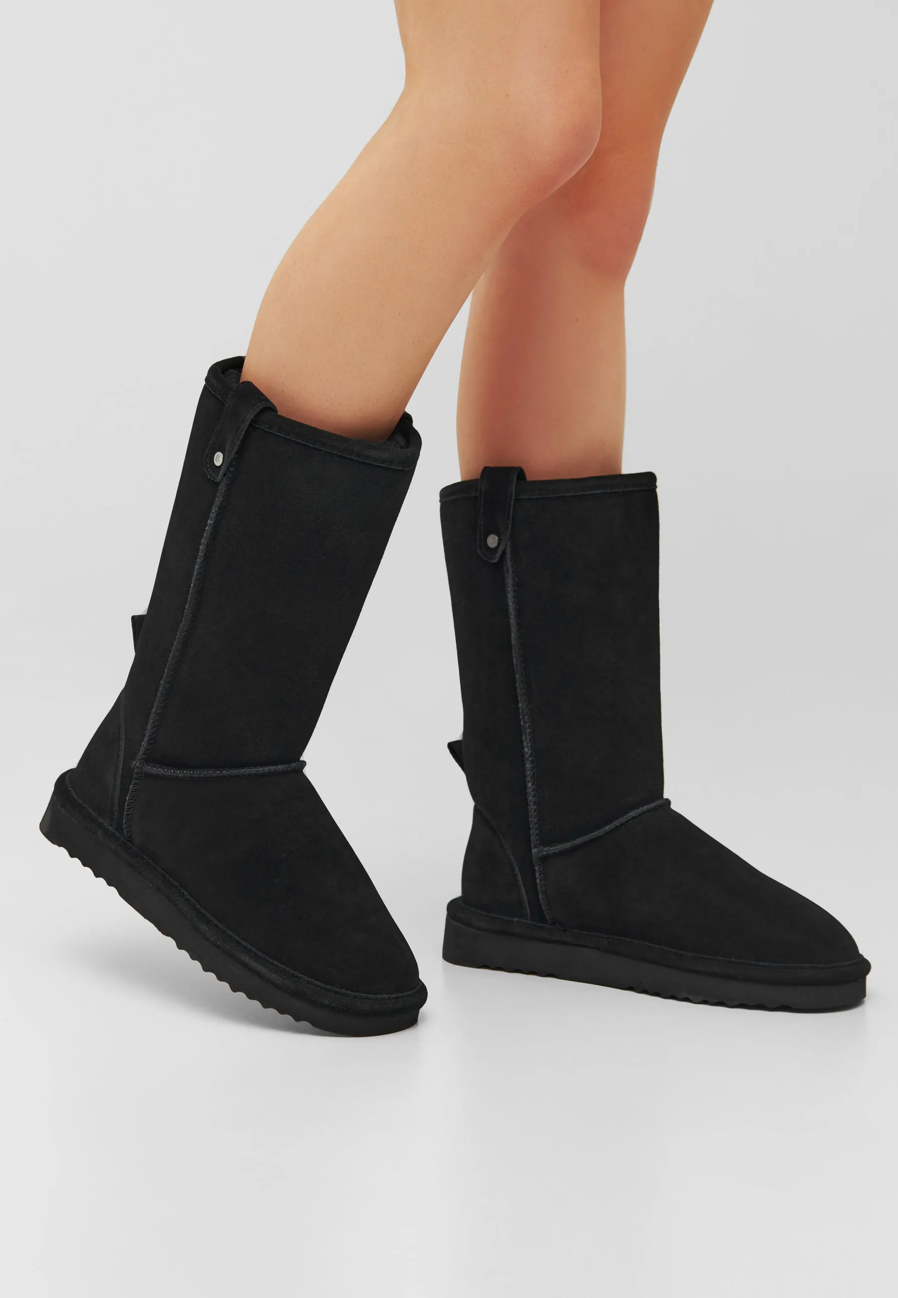 Biasnow Black Suede Long Boots