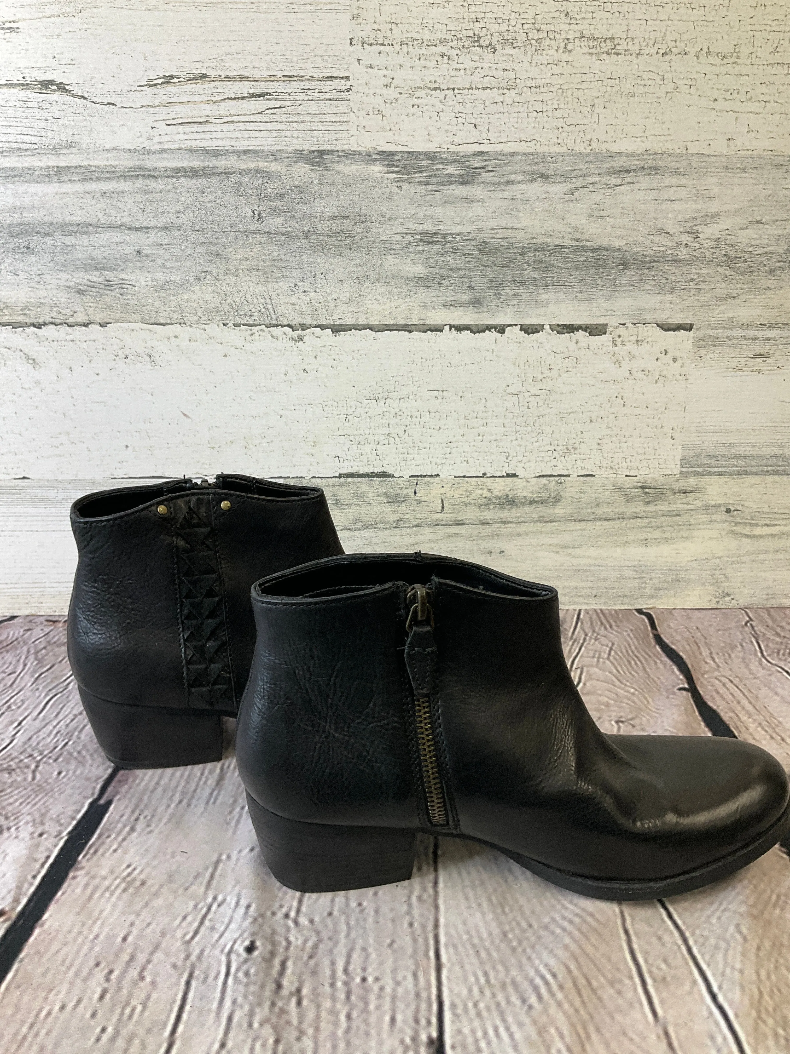 Black Boots Ankle Heels Clarks, Size 8