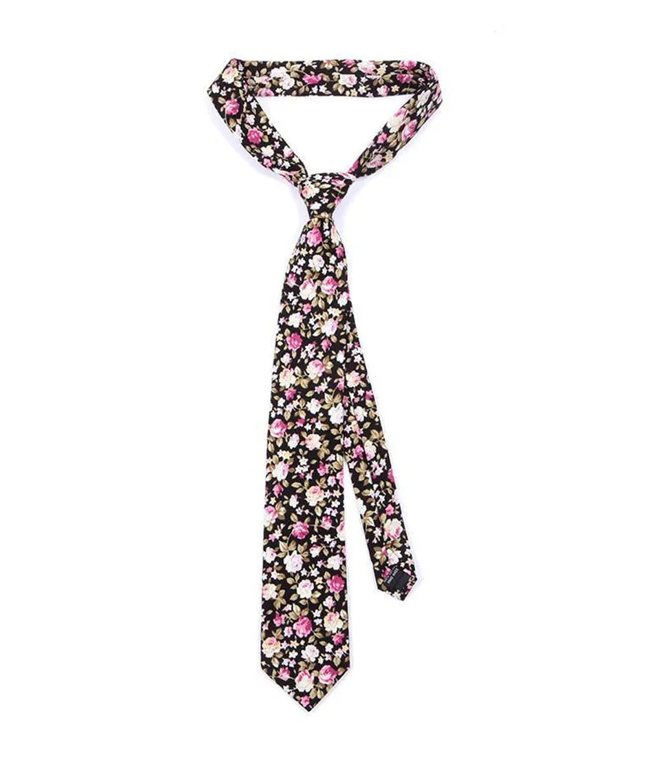 Black Floral Neck Tie III