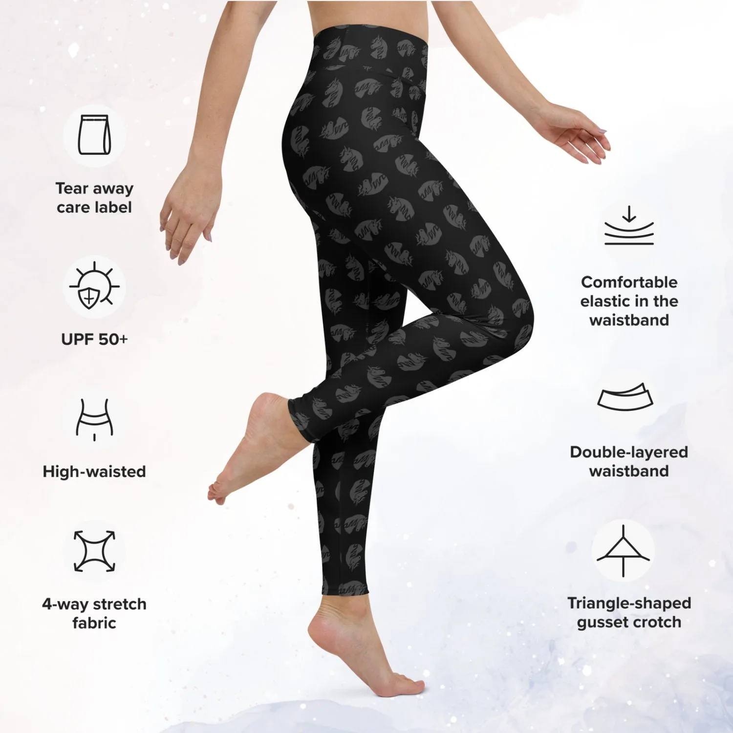 Black Unicorn High Waist Leggings