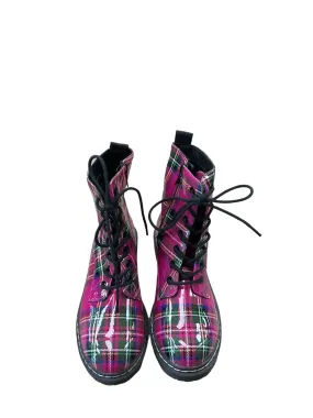 Boots Combat By Betsey Johnson In Plaid Pattern, Size: 6.5