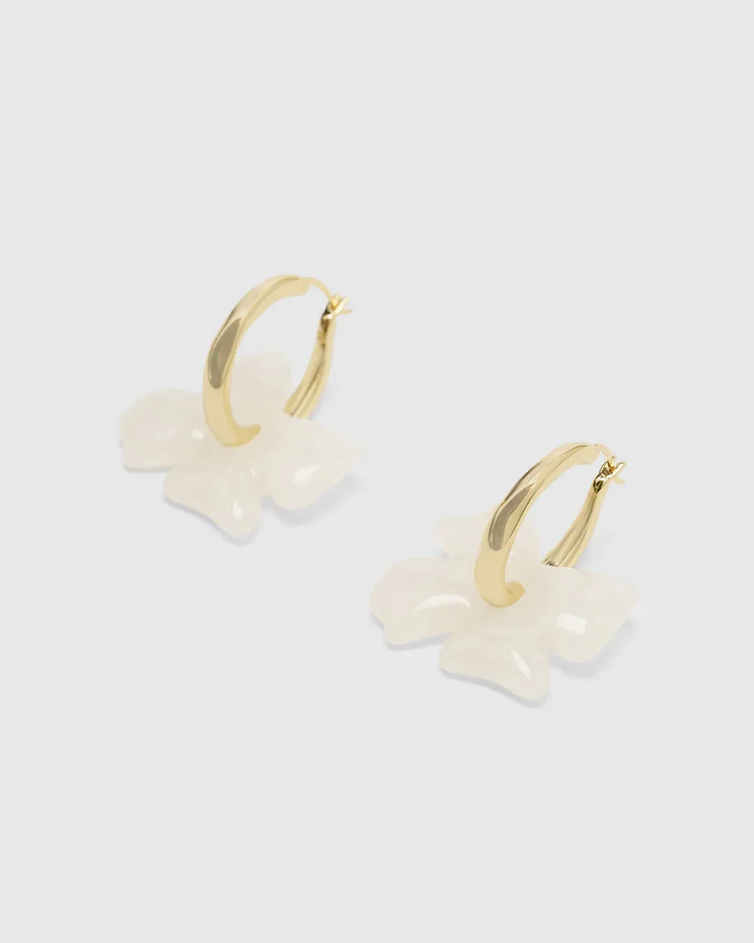 Brie Leon - Glass Flower Hoops - Gold/Clear