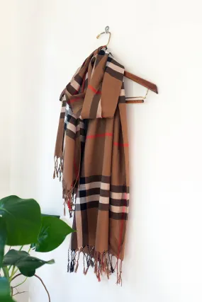 Brown/Black Checkered Pashmina