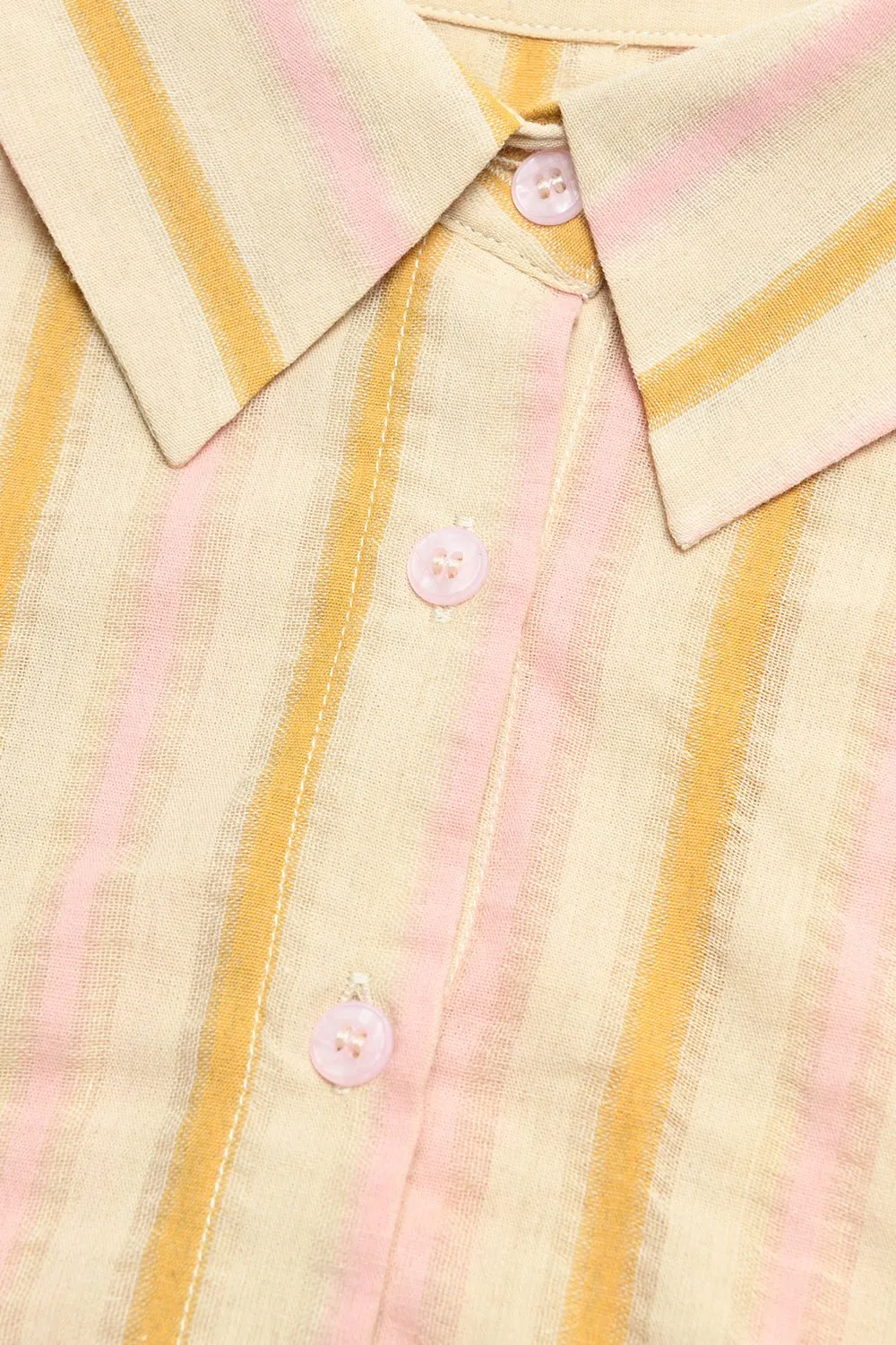 Casual Pink Stripe Shirt for Women