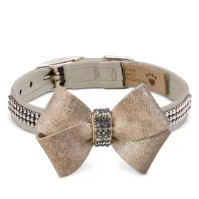 Champagne Glitzerati Nouveau Bow 3 Row Giltmore Collar