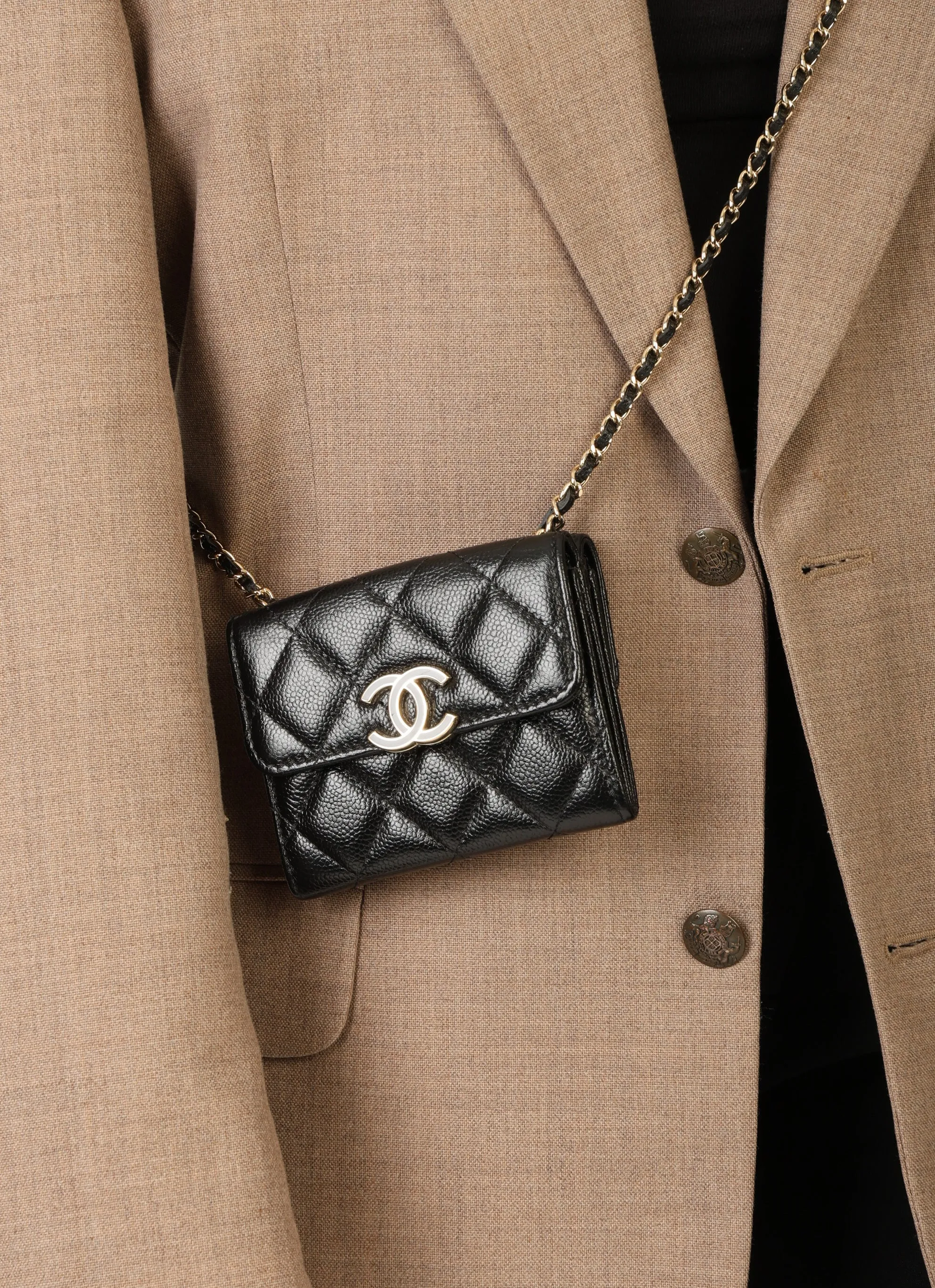 Chanel 2020 Caviar Cardholder on Chain