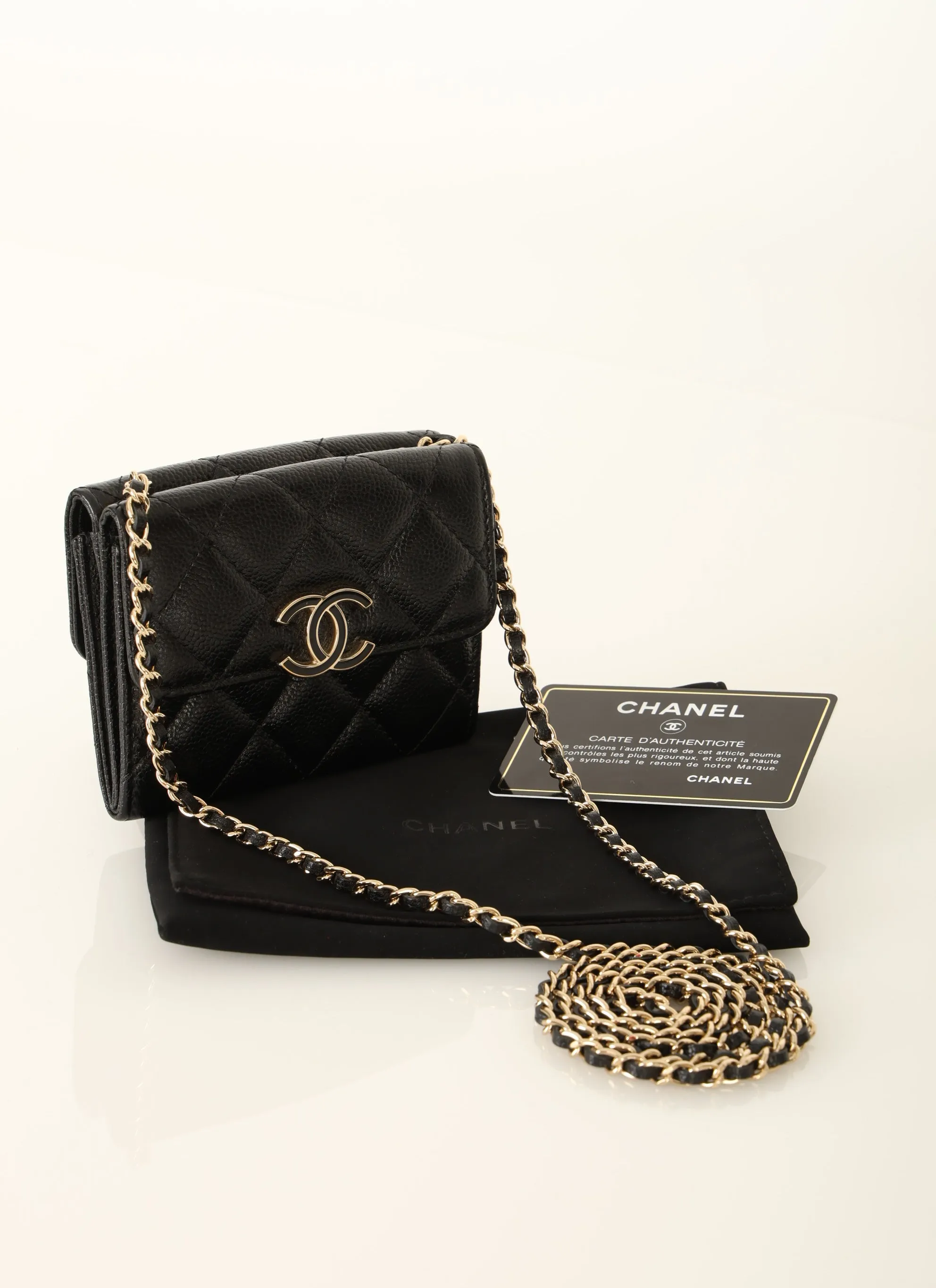 Chanel 2020 Caviar Cardholder on Chain