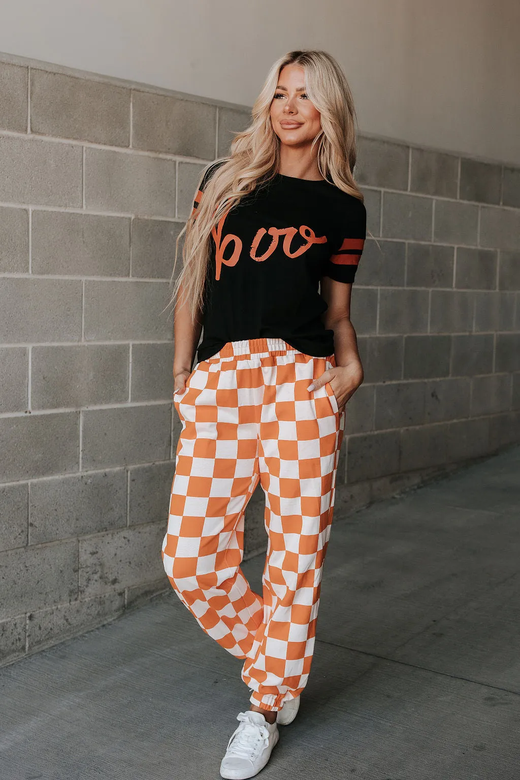 Checkered Joggers - Pumpkin Spice