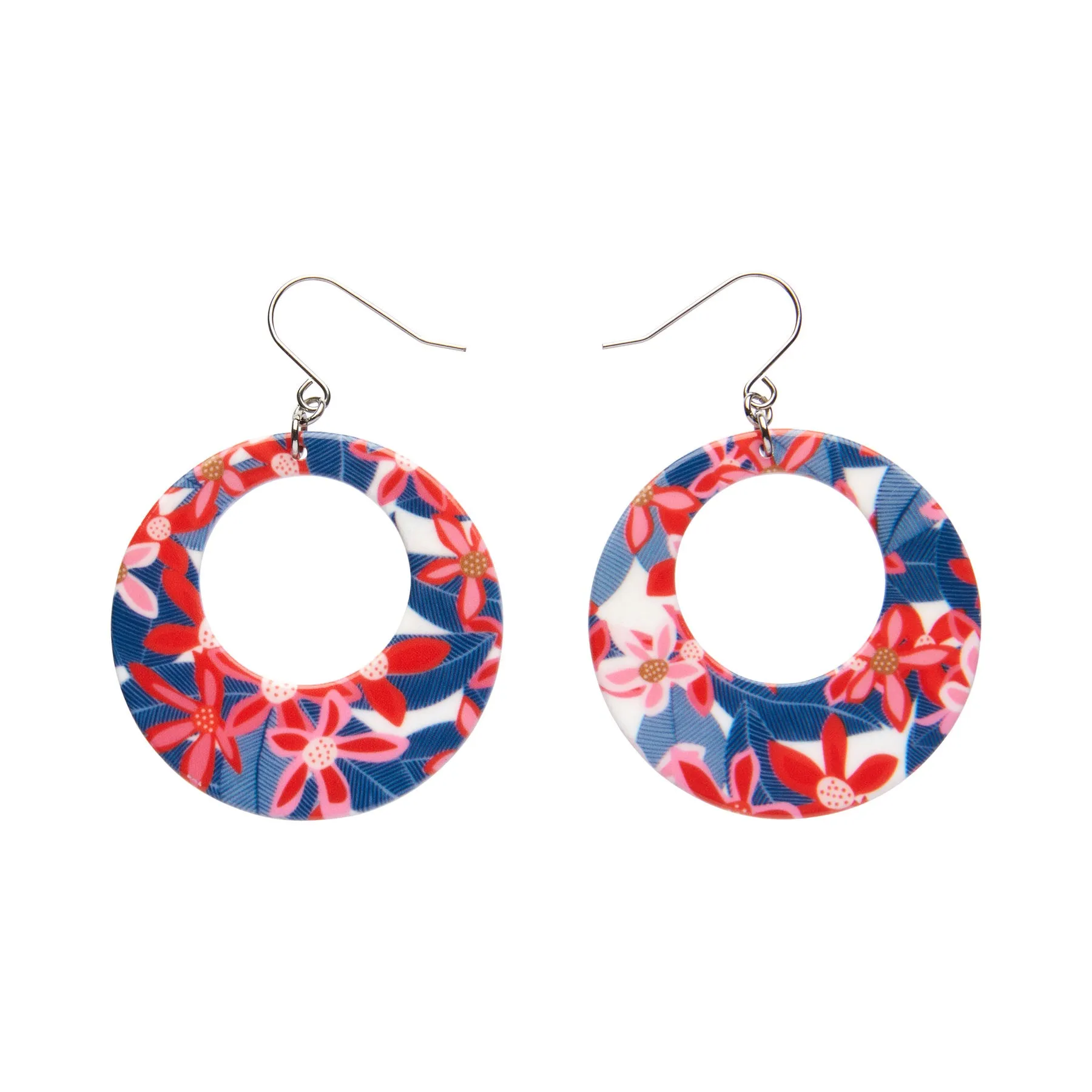 Circle Drop Floral Essential Earrings by Erstwilder in Multiple Colors!