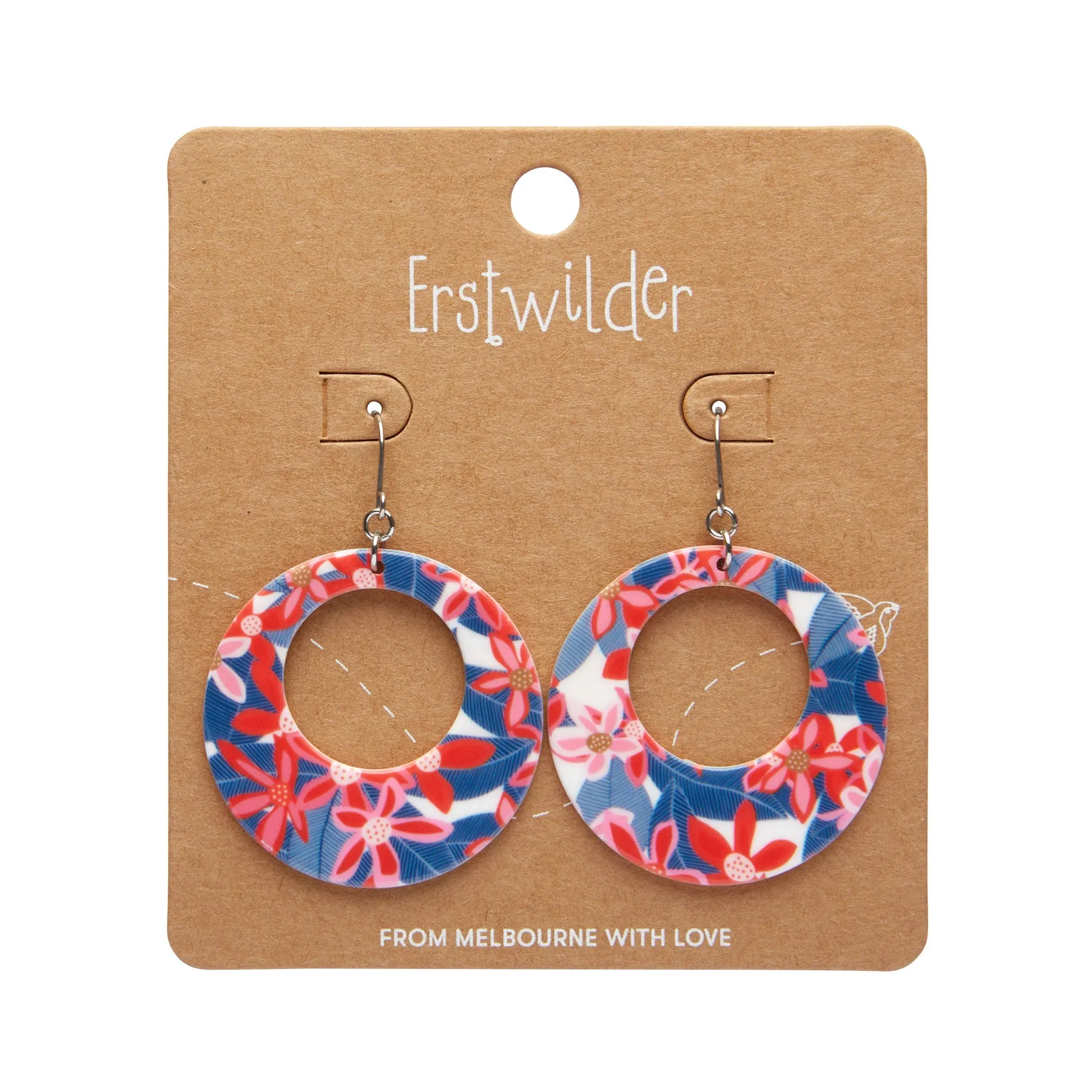 Circle Drop Floral Essential Earrings by Erstwilder in Multiple Colors!