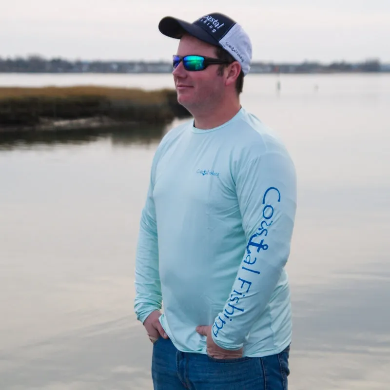 Coastal Green Men's Long Sleeve QuickDry Fishing Shirt - Tuna Design