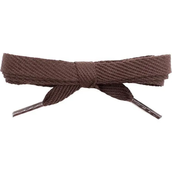 Cotton Flat 3/8 Laces Custom Length with Tip - Brown (1 Pair Pack) Shoelaces