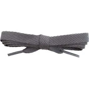 Cotton Flat 3/8 Laces Custom Length with Tip - Dark Gray (1 Pair Pack) Shoelaces