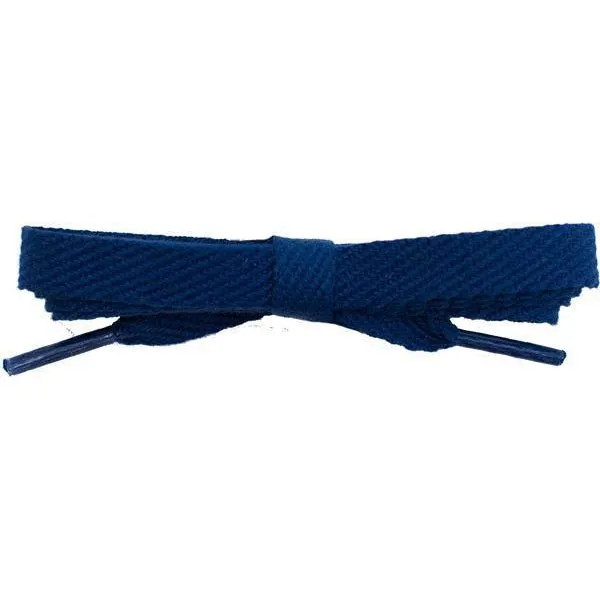 Cotton Flat 3/8 Laces Custom Length with Tip - Navy Blue (1 Pair Pack) Shoelaces