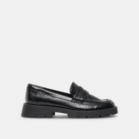 ELIAS WIDE FLATS ONYX CRINKLE PATENT