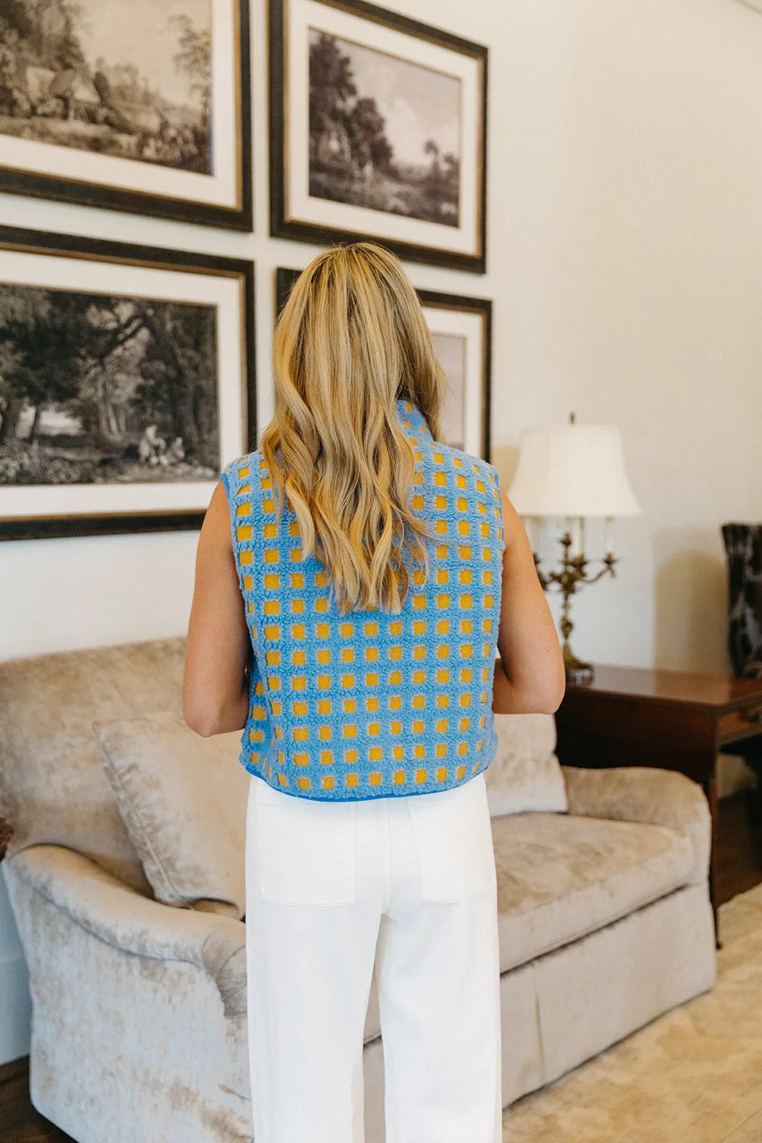 Emma Checkered Vest - Blue Mix