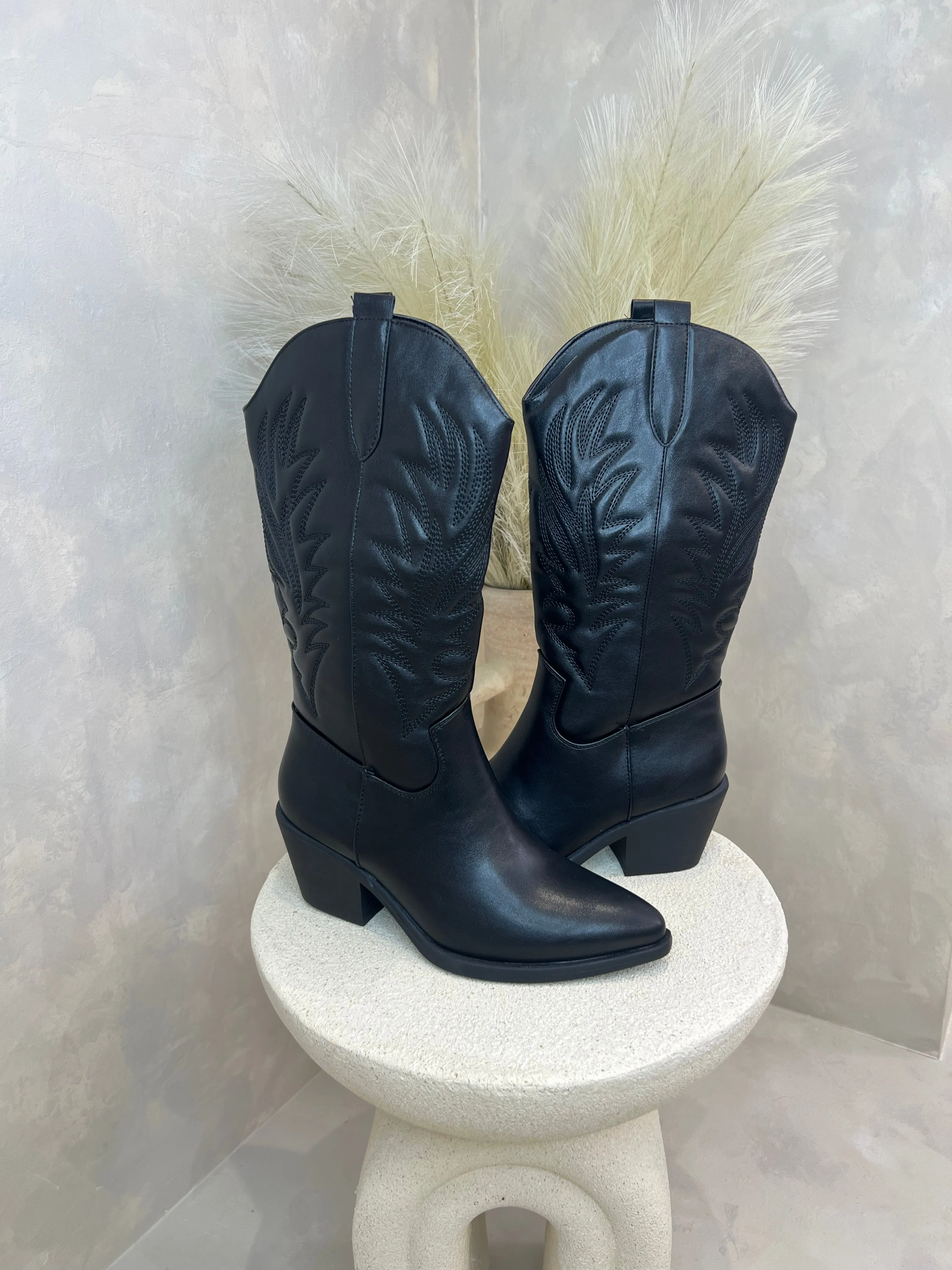 Faux Leather Cowboy Boots