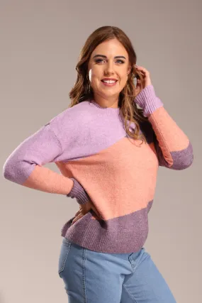 Faux Mohair Blend Jersey | Lilac/Plum/Apricot | 6854ZZ