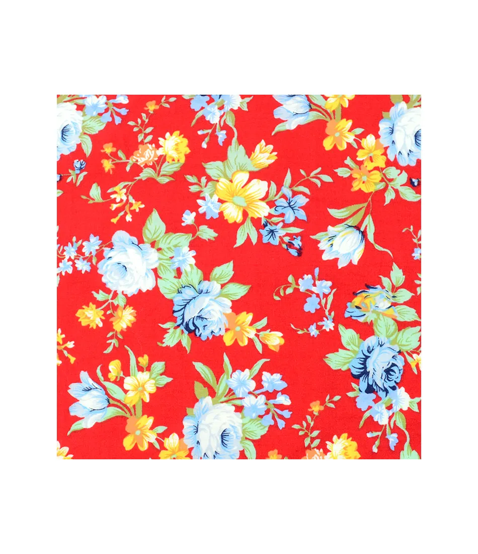 Ferrari Red Floral Pocket Square