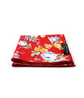 Ferrari Red Floral Pocket Square