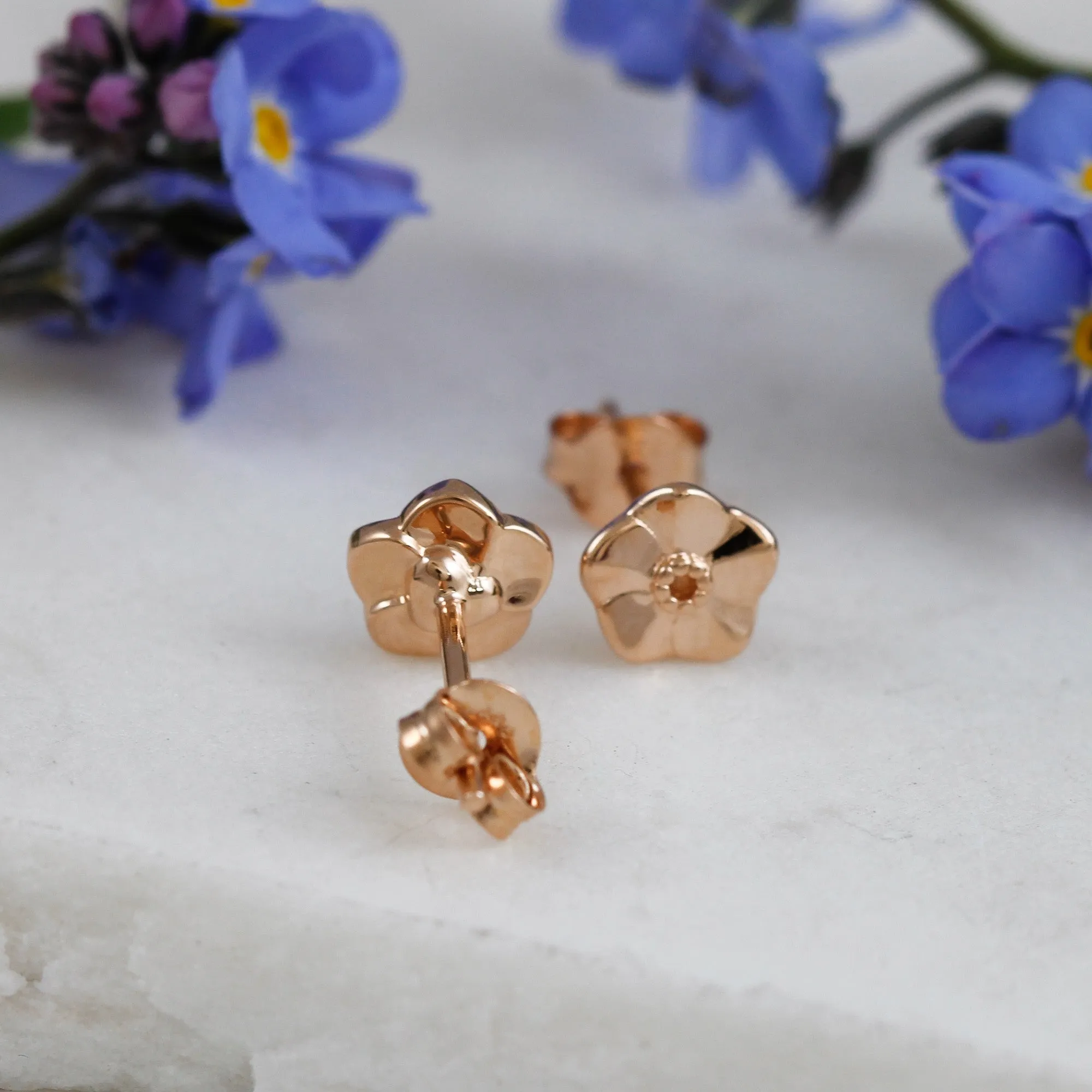 Forget-Me-Not Tiny Rose Gold Vermeil Stud Earrings