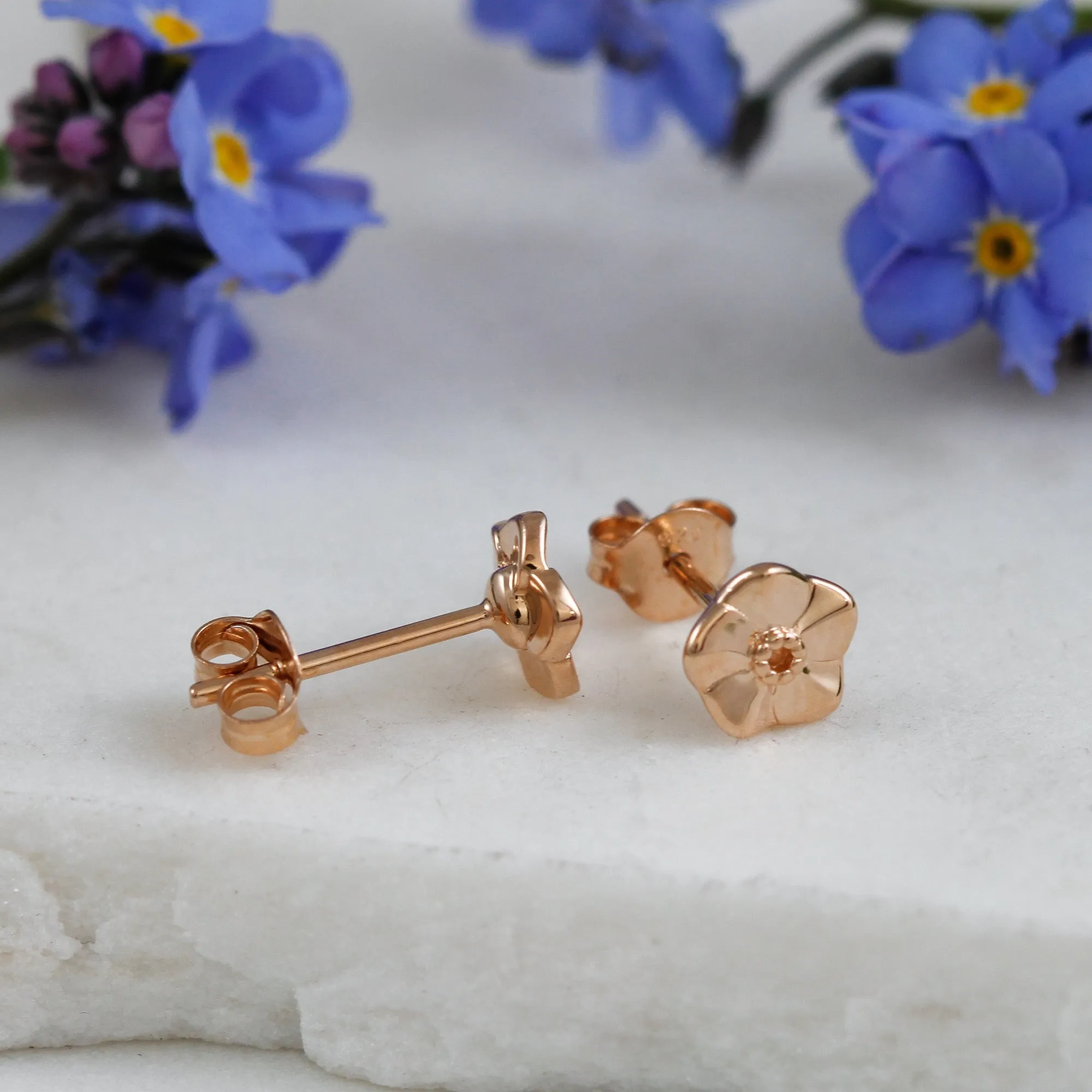 Forget-Me-Not Tiny Rose Gold Vermeil Stud Earrings