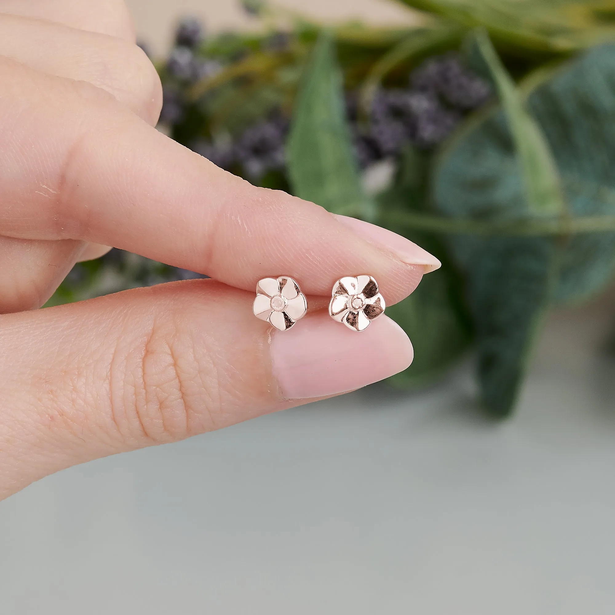 Forget-Me-Not Tiny Rose Gold Vermeil Stud Earrings