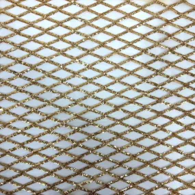 Gold Diamond Pattern Sequins Stretch Mesh Fabric