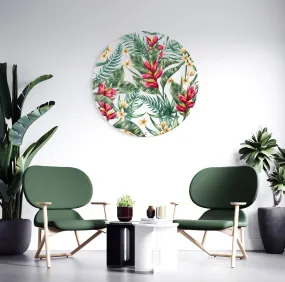 Green Leaves Printed Transparent Acrylic Circle