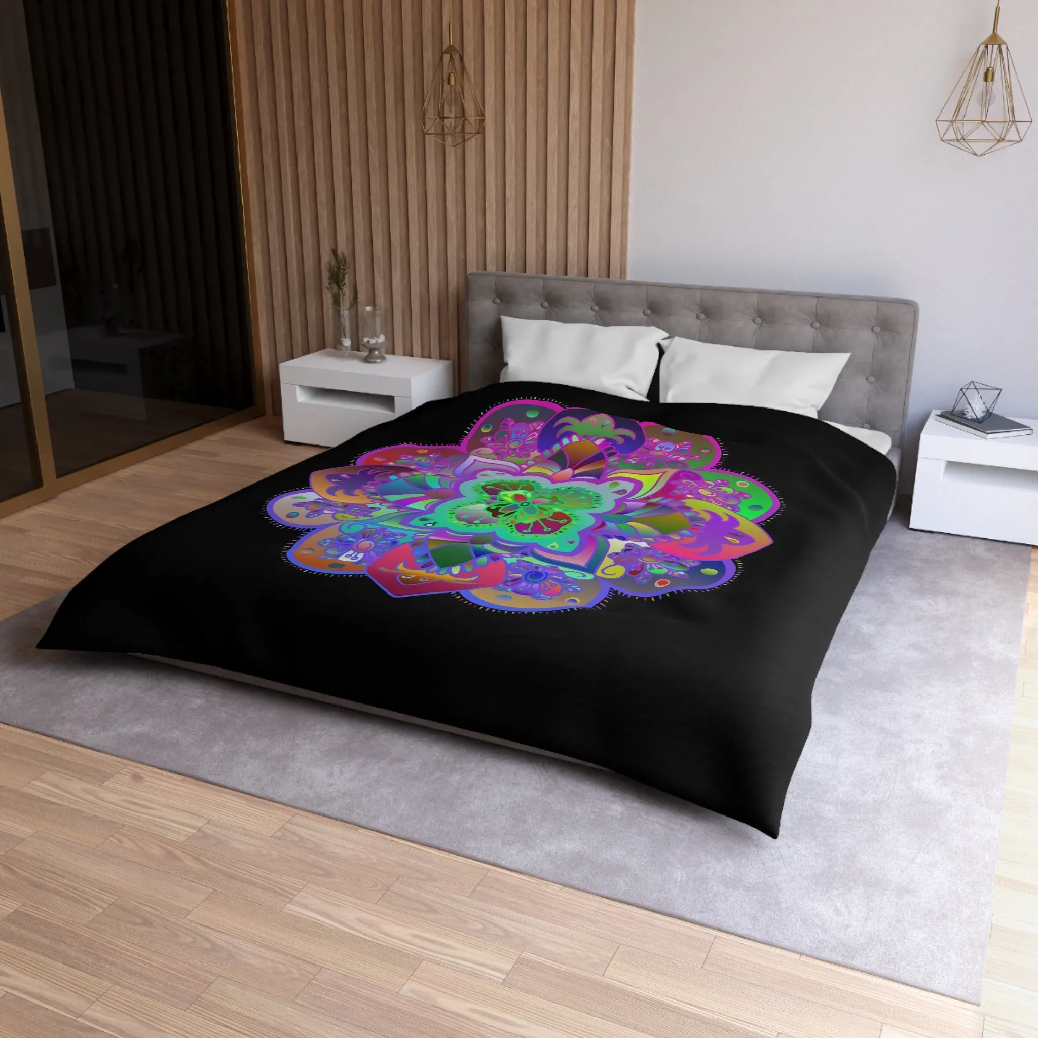 Handmade Mandala Art Microfiber Duvet Cover - Colorful Design