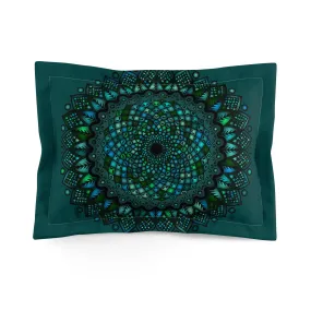 Handmade Mandala Design Microfiber Pillow Sham - Green Mandala Art