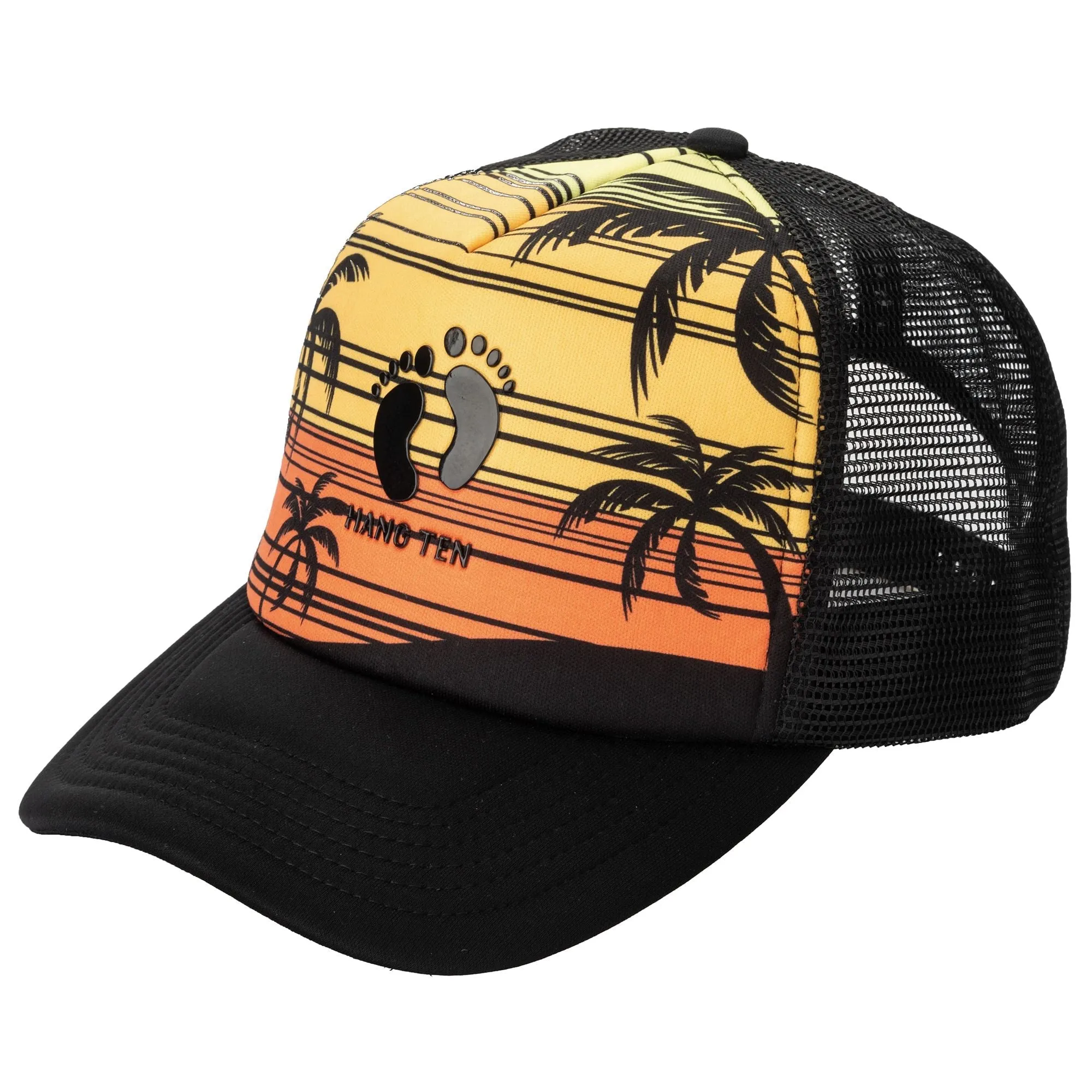 Hang Ten Sublimated Trucker Hat with Gel Print Logo and Mesh Back