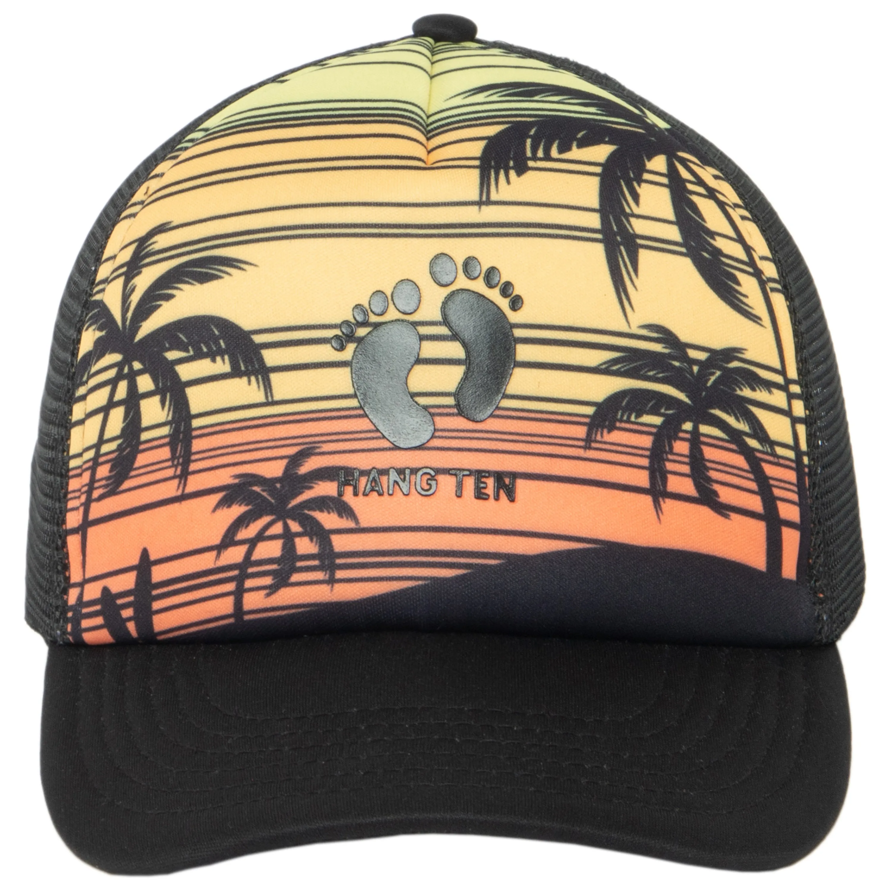 Hang Ten Sublimated Trucker Hat with Gel Print Logo and Mesh Back