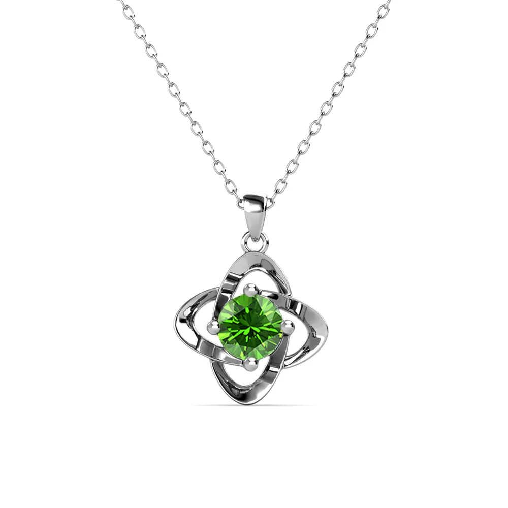 Infinity August Birthstone Peridot Necklace, 18k White Gold Plated Silver Birthstone Crystal Necklace