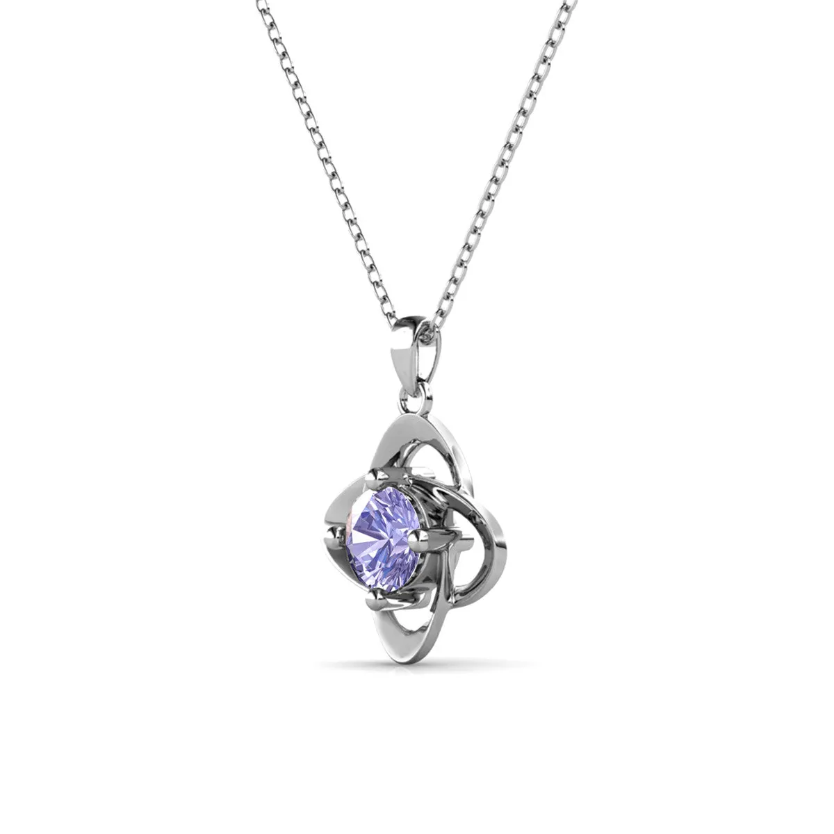 Infinity June Birthstone Alexandrite Necklace, 18k White Gold Plated Silver Birthstone Crystal Necklace