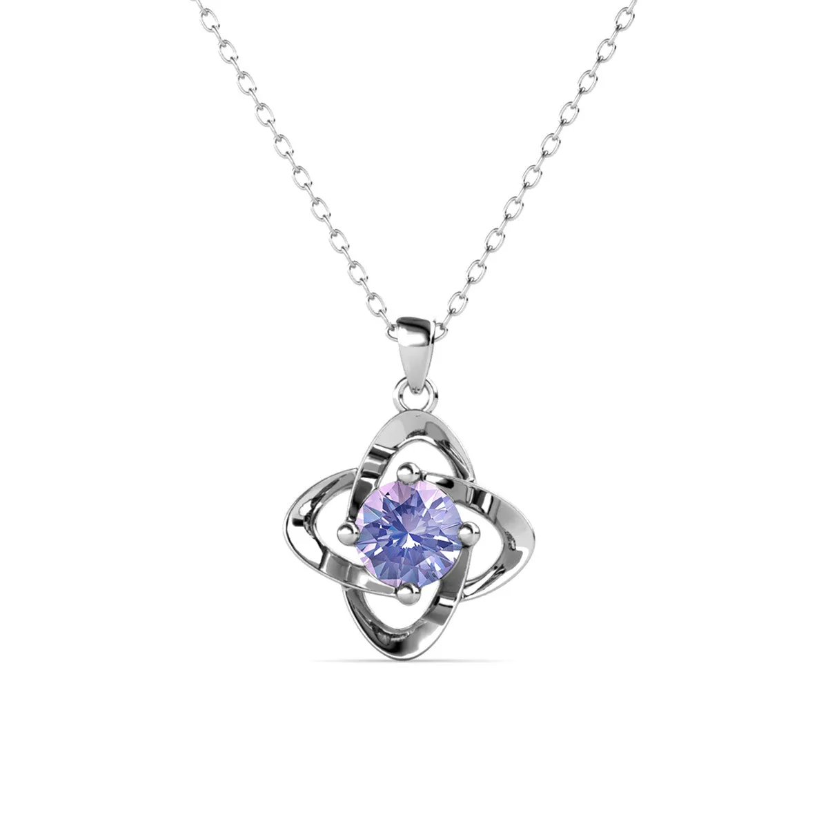 Infinity June Birthstone Alexandrite Necklace, 18k White Gold Plated Silver Birthstone Crystal Necklace