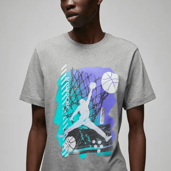 Jordan - Men - GFX Crew 1 Tee - Carbon Heather/White