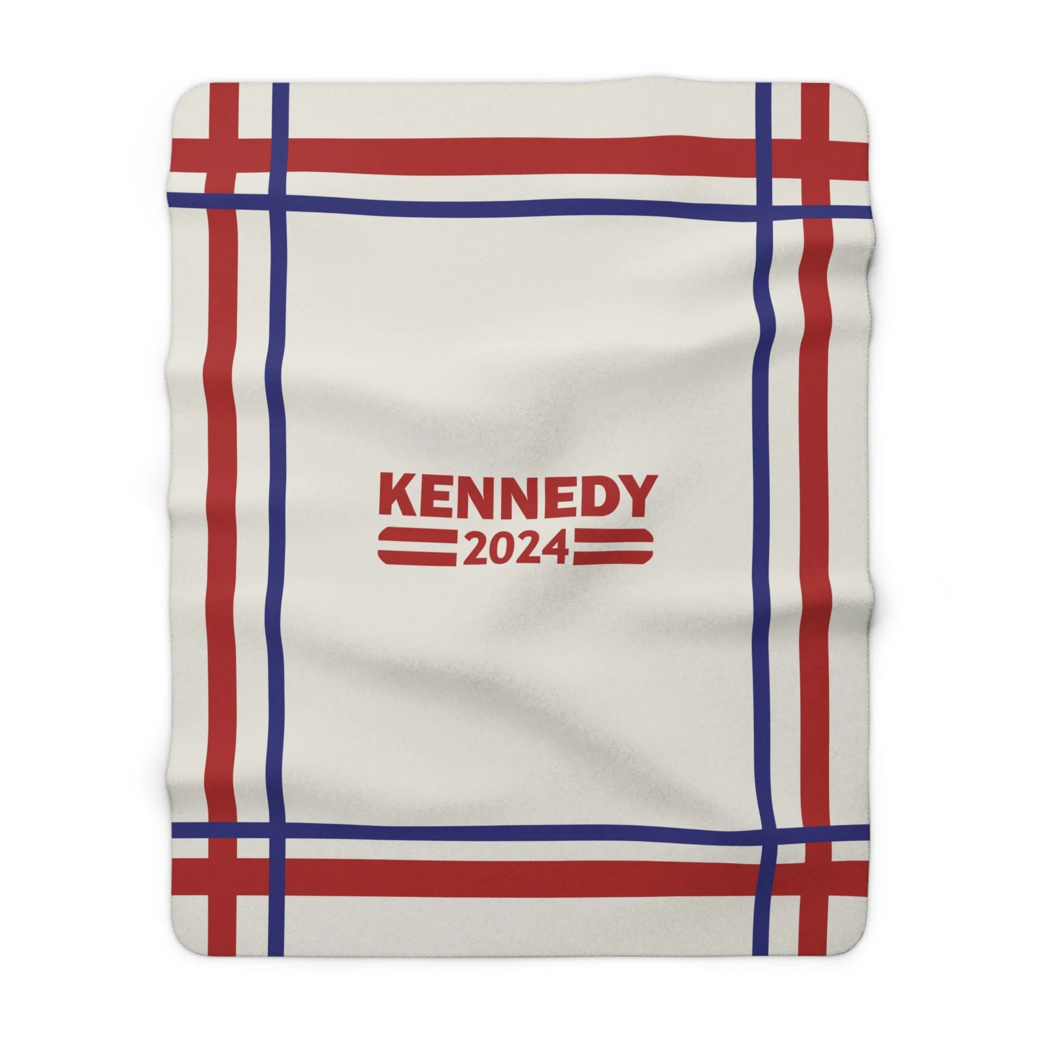 Kennedy Classic Red and Navy Bordered Sherpa Fleece Blanket