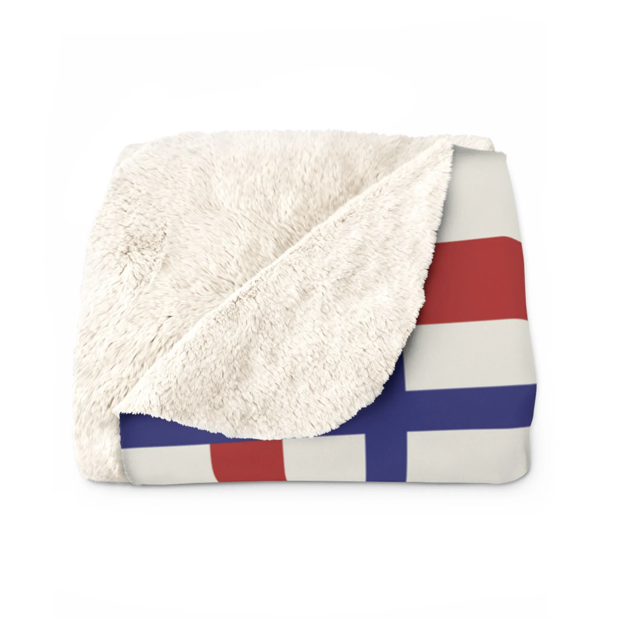 Kennedy Classic Red and Navy Bordered Sherpa Fleece Blanket