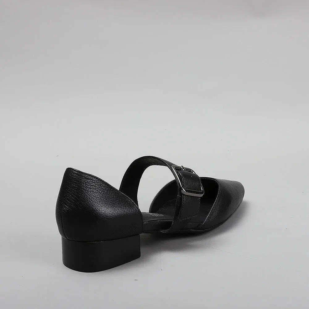 Le Sansa Boost Black Leather Sandal