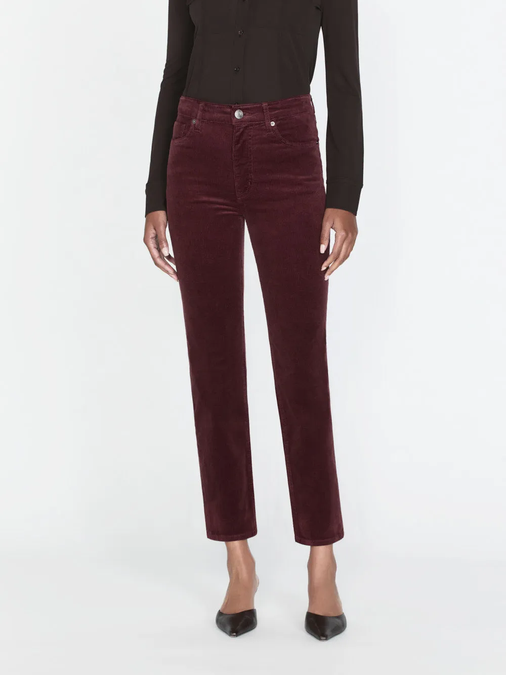 Le Sleek Straight Corduroy -- Dark Burgundy