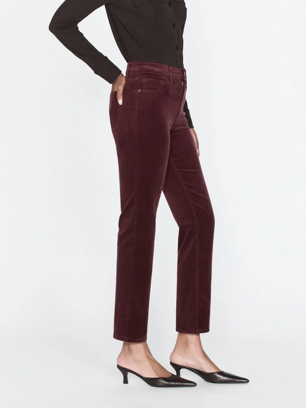 Le Sleek Straight Corduroy -- Dark Burgundy